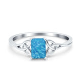 Engagement Ring Emerald Cut Simulated Cubic Zirconia Solid 925 Sterling Silver