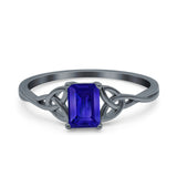 Emerald Cut Engagement Ring Simulated CZ 925 Sterling Silver