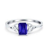 Emerald Cut Engagement Ring Simulated CZ 925 Sterling Silver