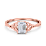 Emerald Cut Engagement Ring Simulated CZ 925 Sterling Silver