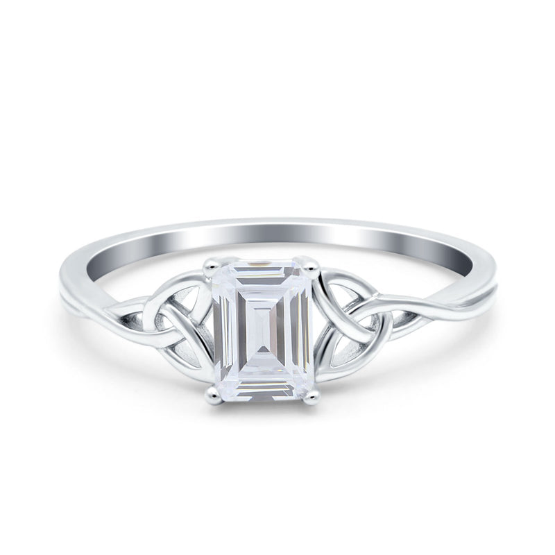 Emerald Cut Engagement Ring Simulated CZ 925 Sterling Silver
