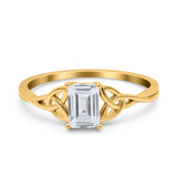 Emerald Cut Engagement Ring Simulated CZ 925 Sterling Silver