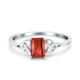 Engagement Ring Emerald Cut Simulated Cubic Zirconia Solid 925 Sterling Silver