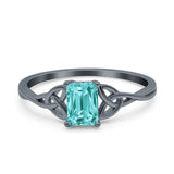 Engagement Ring Emerald Cut Simulated Cubic Zirconia Solid 925 Sterling Silver