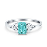 Engagement Ring Emerald Cut Simulated Cubic Zirconia Solid 925 Sterling Silver