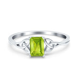Engagement Ring Emerald Cut Simulated Cubic Zirconia Solid 925 Sterling Silver