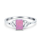 Engagement Ring Emerald Cut Simulated Cubic Zirconia Solid 925 Sterling Silver