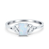 Engagement Ring Emerald Cut Simulated Cubic Zirconia Solid 925 Sterling Silver