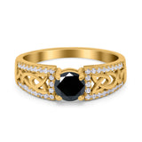 Split Celtic Engagement Ring Round Simulated Cubic Zirconia 925 Sterling Silver