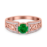 Split Celtic Engagement Ring Round Simulated Cubic Zirconia 925 Sterling Silver