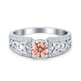 Split Celtic Engagement Ring Round Simulated Cubic Zirconia 925 Sterling Silver