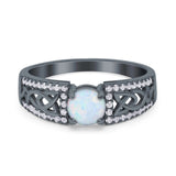 Split Celtic Engagement Ring Round Simulated Cubic Zirconia 925 Sterling Silver