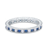 Art Deco Full Eternity Stackable Wedding Ring Simulated CZ 925 Sterling Silver