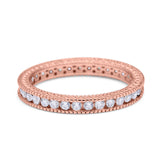Art Deco Full Eternity Stackable Wedding Ring Simulated CZ 925 Sterling Silver