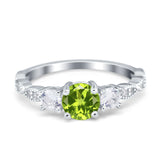 Art Deco Vintage Engagement Ring Round Simulated Cubic Zirconia 925 Sterling Silver
