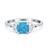 Cushion Cut Celtic Art Deco Wedding Engagement Bridal Ring Round Simulated Cubic Zirconia 925 Sterling Silver
