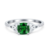 Cushion Cut Celtic Art Deco Wedding Engagement Bridal Ring Round Simulated Cubic Zirconia 925 Sterling Silver