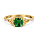 Cushion Cut Celtic Art Deco Wedding Engagement Bridal Ring Round Simulated Cubic Zirconia 925 Sterling Silver