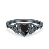 Heart Celtic Wedding Promise Ring Simulated Cubic Zirconia 925 Sterling Silver