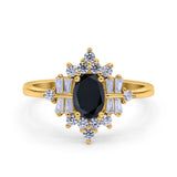 Oval Cut Halo Vintage Wedding Ring Simulated Cubic Zirconia 925 Sterling Silver