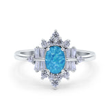 Oval Cut Halo Vintage Wedding Ring Simulated Cubic Zirconia 925 Sterling Silver