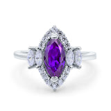 Marquise Vintage Wedding Ring Simulated Cubic Zirconia 925 Sterling Silver
