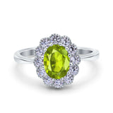 Vintage Floral Engagement Ring Oval Simulated Cubic Zirconia 925 Sterling Silver