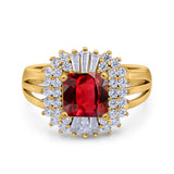 Cushion Cut Art Deco Wedding Ring Simulated Cubic Zirconia 925 Sterling Silver