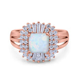Cushion Cut Art Deco Wedding Ring Simulated Cubic Zirconia 925 Sterling Silver
