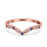 Marquise Curved Half Eternity Stackable Band Ring Simulated CZ 925 Sterling Silver