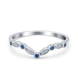 Marquise Curved Half Eternity Stackable Band Ring Simulated CZ 925 Sterling Silver