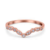 Marquise Curved Half Eternity Stackable Band Ring Simulated CZ 925 Sterling Silver