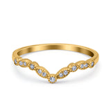 Marquise Curved Half Eternity Stackable Band Ring Simulated CZ 925 Sterling Silver