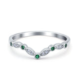 Marquise Curved Half Eternity Stackable Band Ring Simulated CZ 925 Sterling Silver
