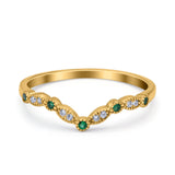 Marquise Curved Half Eternity Stackable Band Ring Simulated CZ 925 Sterling Silver
