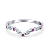 Marquise Curved Half Eternity Stackable Band Ring Simulated CZ 925 Sterling Silver