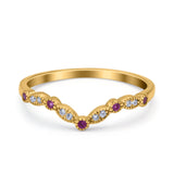 Marquise Curved Half Eternity Stackable Band Ring Simulated CZ 925 Sterling Silver