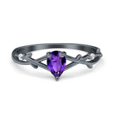 Infinity Pear Vintage Wedding Ring Simulated Cubic Zirconia 925 Sterling Silver