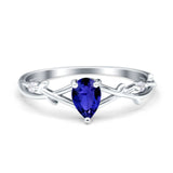 Infinity Pear Vintage Wedding Ring Simulated Cubic Zirconia 925 Sterling Silver