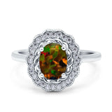 Art Deco Wedding Ring Oval Cut Solid Simulated Cubic Zirconia 925 Sterling Silver