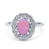 Art Deco Wedding Ring Oval Cut Solid Simulated Cubic Zirconia 925 Sterling Silver