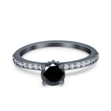 Art Deco Wedding Engagement Ring Simulated Cubic Zirconia Accent Vintage Bridal Ring Round 925 Sterling Silver