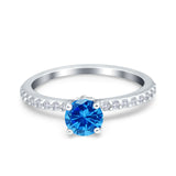 Art Deco Wedding Engagement Ring Simulated Cubic Zirconia Accent Vintage Bridal Ring Round 925 Sterling Silver