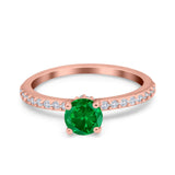 Art Deco Wedding Engagement Ring Simulated Cubic Zirconia Accent Vintage Bridal Ring Round 925 Sterling Silver