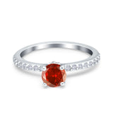 Art Deco Wedding Engagement Ring Simulated Cubic Zirconia Accent Vintage Bridal Ring Round 925 Sterling Silver