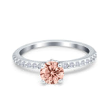 Art Deco Wedding Engagement Ring Simulated Cubic Zirconia Accent Vintage Bridal Ring Round 925 Sterling Silver