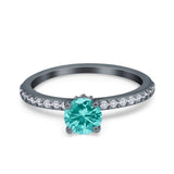 Art Deco Wedding Engagement Ring Simulated Cubic Zirconia Accent Vintage Bridal Ring Round 925 Sterling Silver