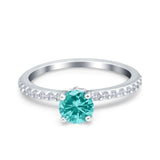 Art Deco Wedding Engagement Ring Simulated Cubic Zirconia Accent Vintage Bridal Ring Round 925 Sterling Silver