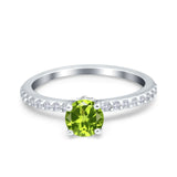 Art Deco Wedding Engagement Ring Simulated Cubic Zirconia Accent Vintage Bridal Ring Round 925 Sterling Silver