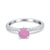 Art Deco Wedding Engagement Ring Simulated Cubic Zirconia Accent Vintage Bridal Ring Round 925 Sterling Silver